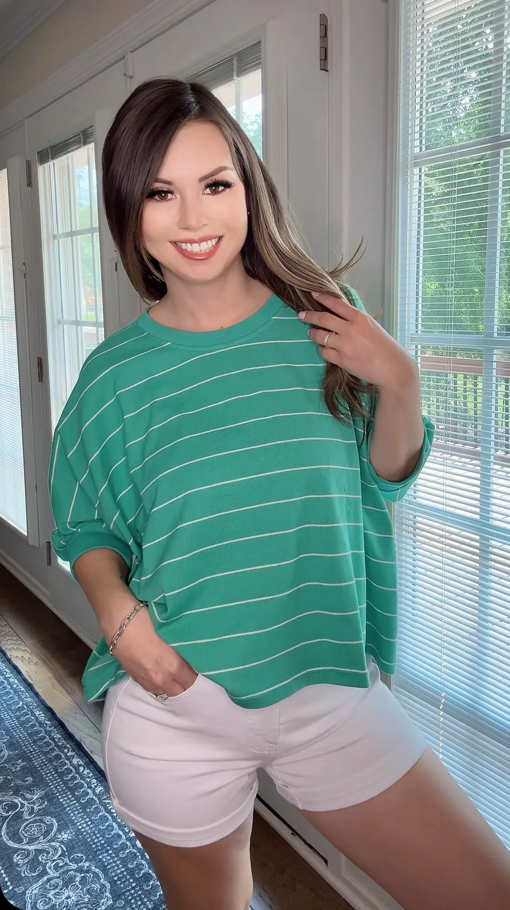 Spring Striped Tee Green