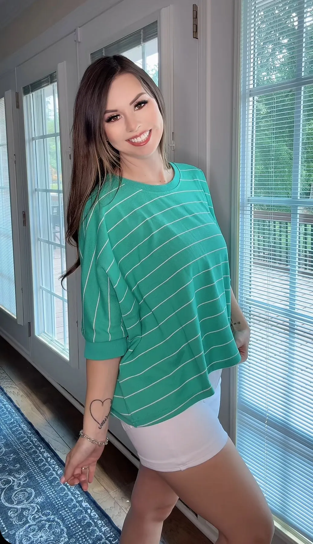 Spring Striped Tee Green