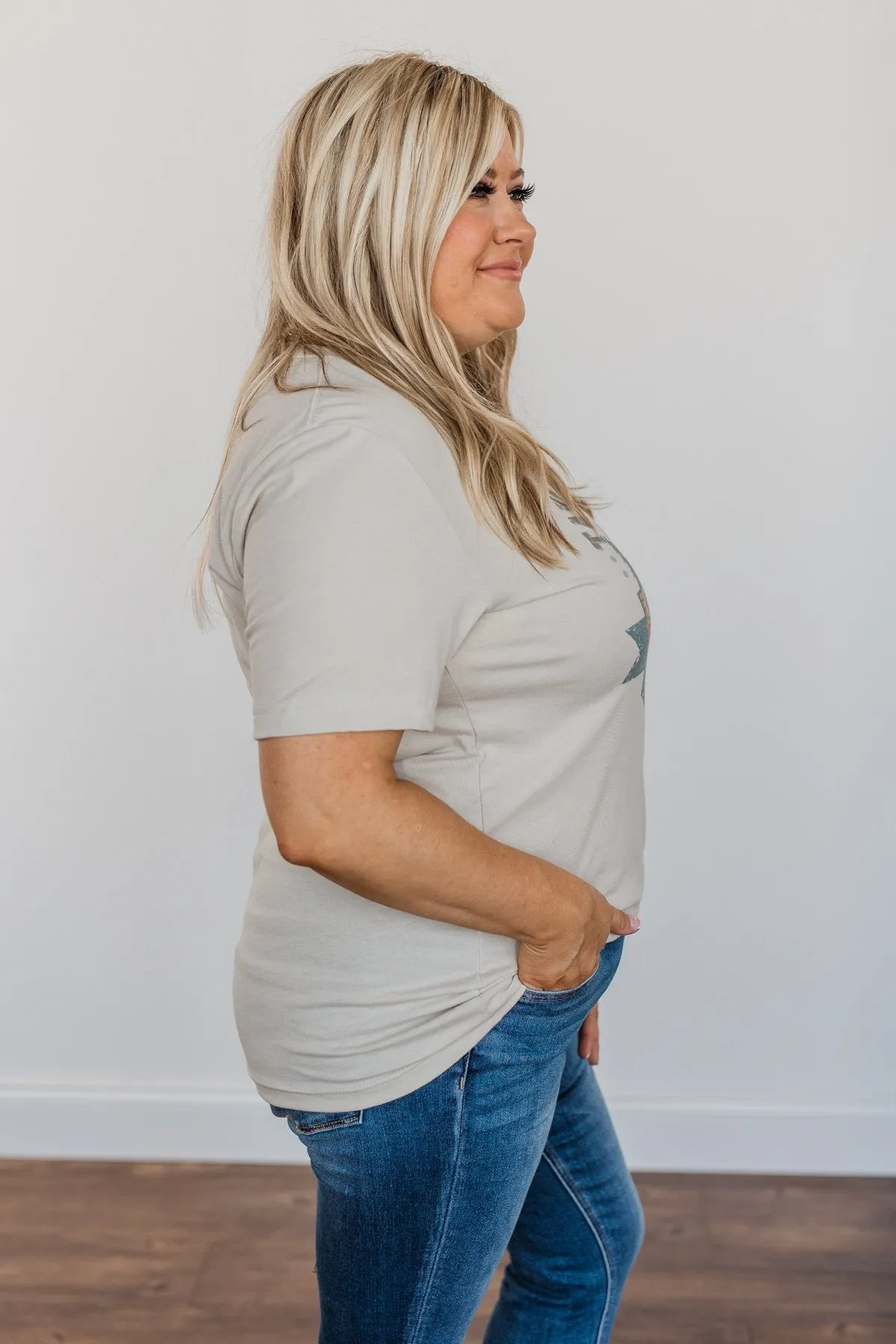 Stunning "Take Me To The Mountains" Graphic Top- Dusty Beige