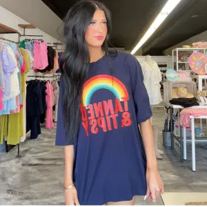 Tanned & Tipsy Over Sized Tee Shirt