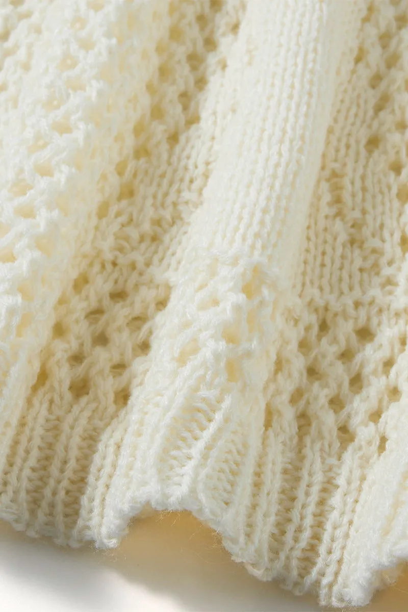TR3343 Crochet Long Sleeve Shirt Top Outerwear