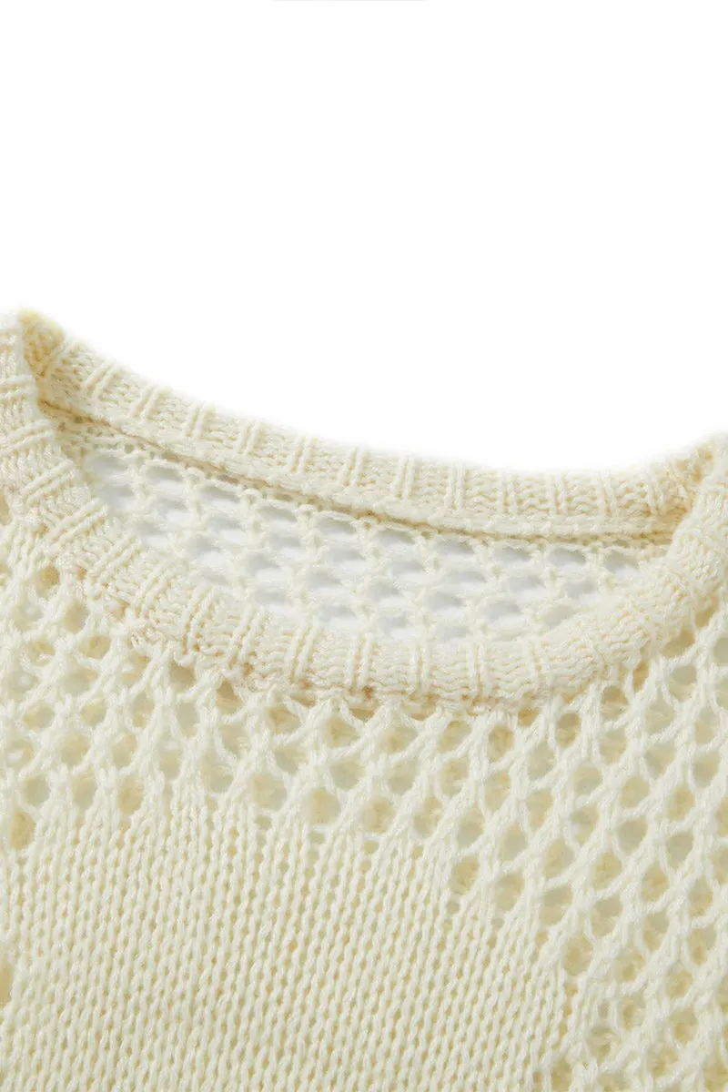 TR3343 Crochet Long Sleeve Shirt Top Outerwear