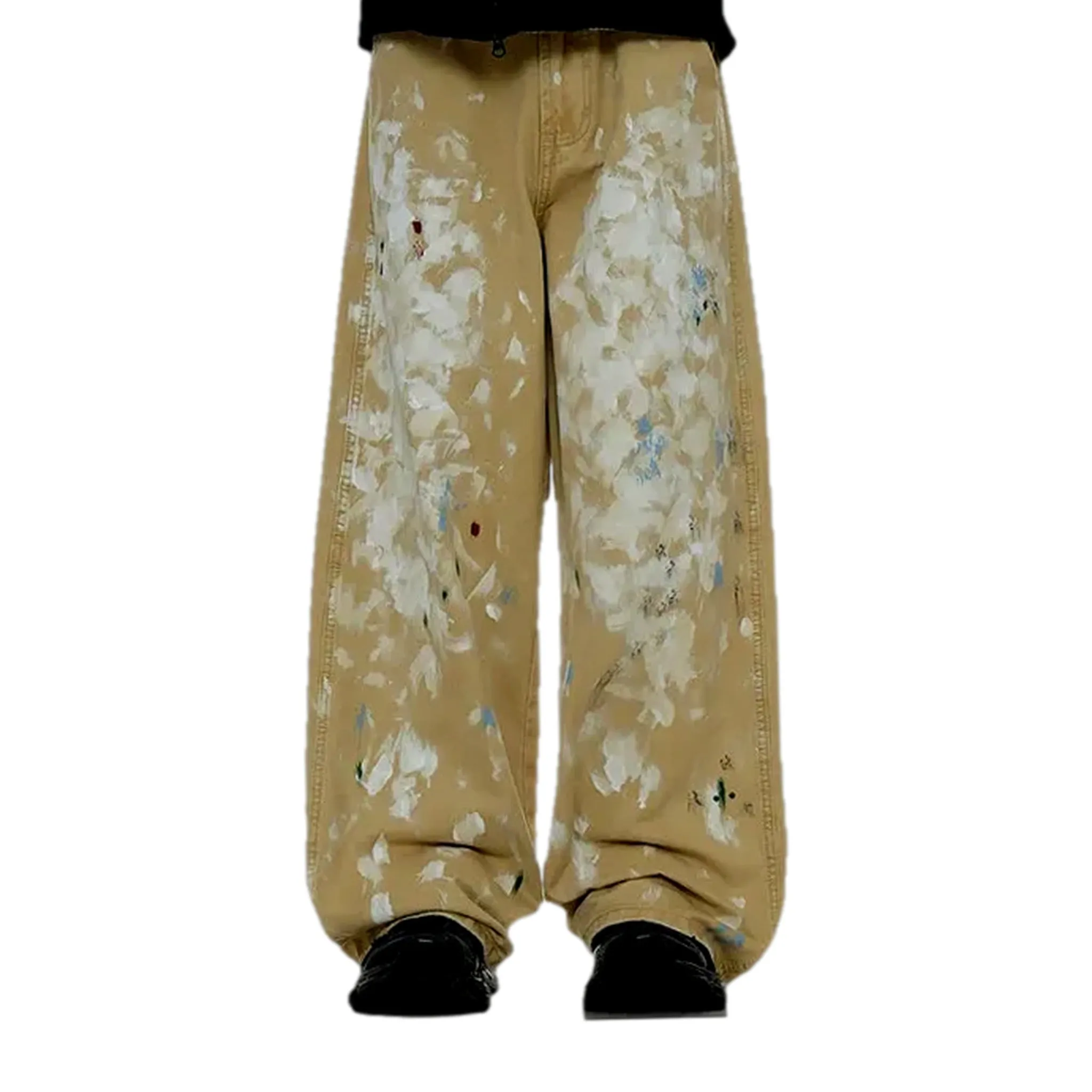Trendy painted baggy style men's denim pants