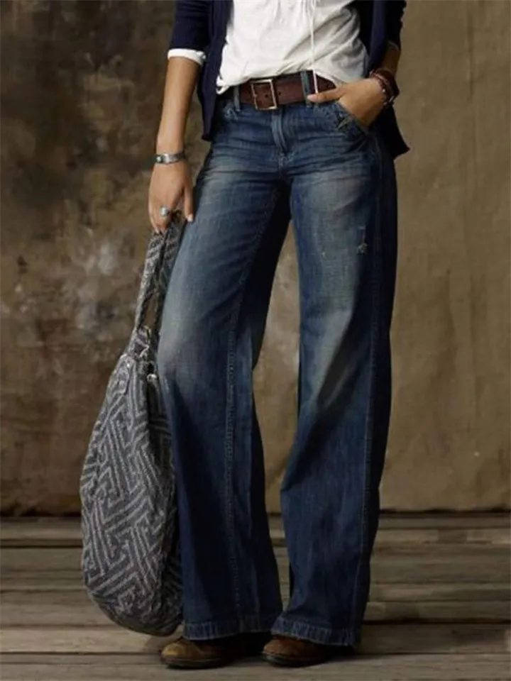 Vintage Comfort Wide Leg Baggy Jeans for Women