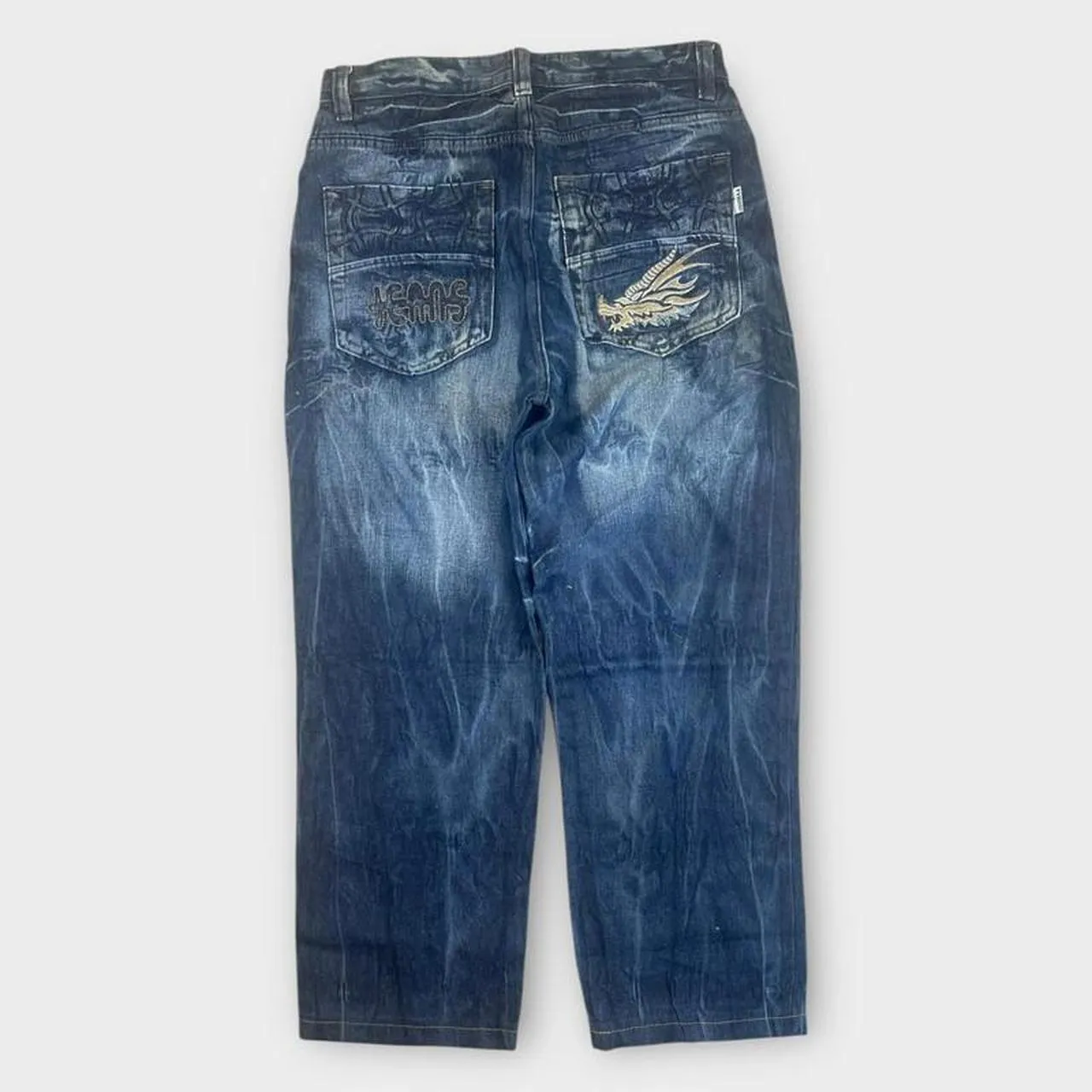 Vintage Japanese Denim Embroidered Straight Fit Baggy Jeans