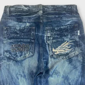 Vintage Japanese Denim Embroidered Straight Fit Baggy Jeans