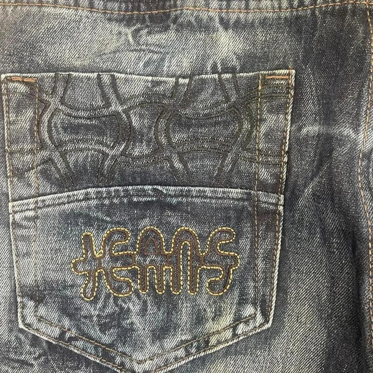 Vintage Japanese Denim Embroidered Straight Fit Baggy Jeans