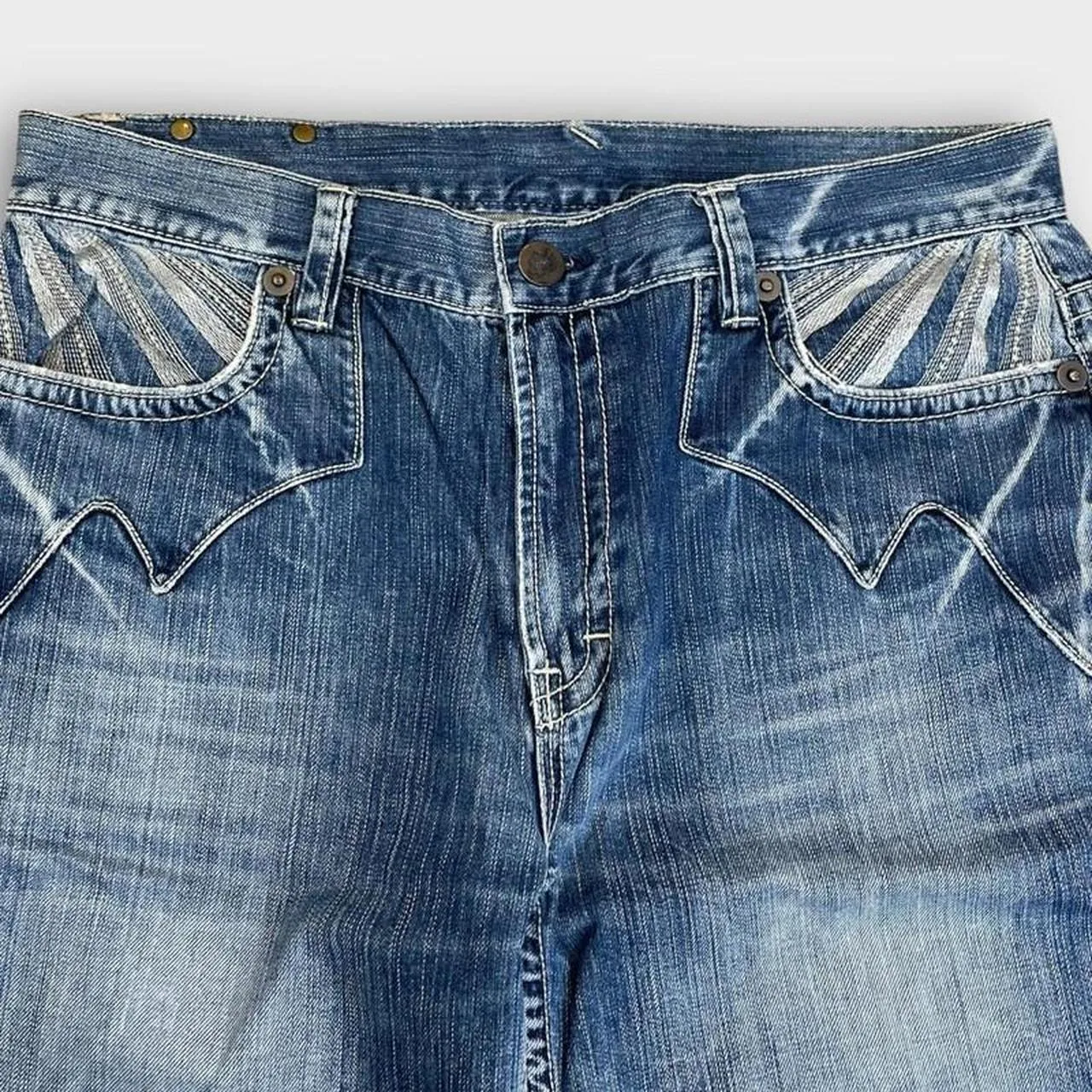 Vintage Japanese Denim Embroidered Straight Fit Jeans