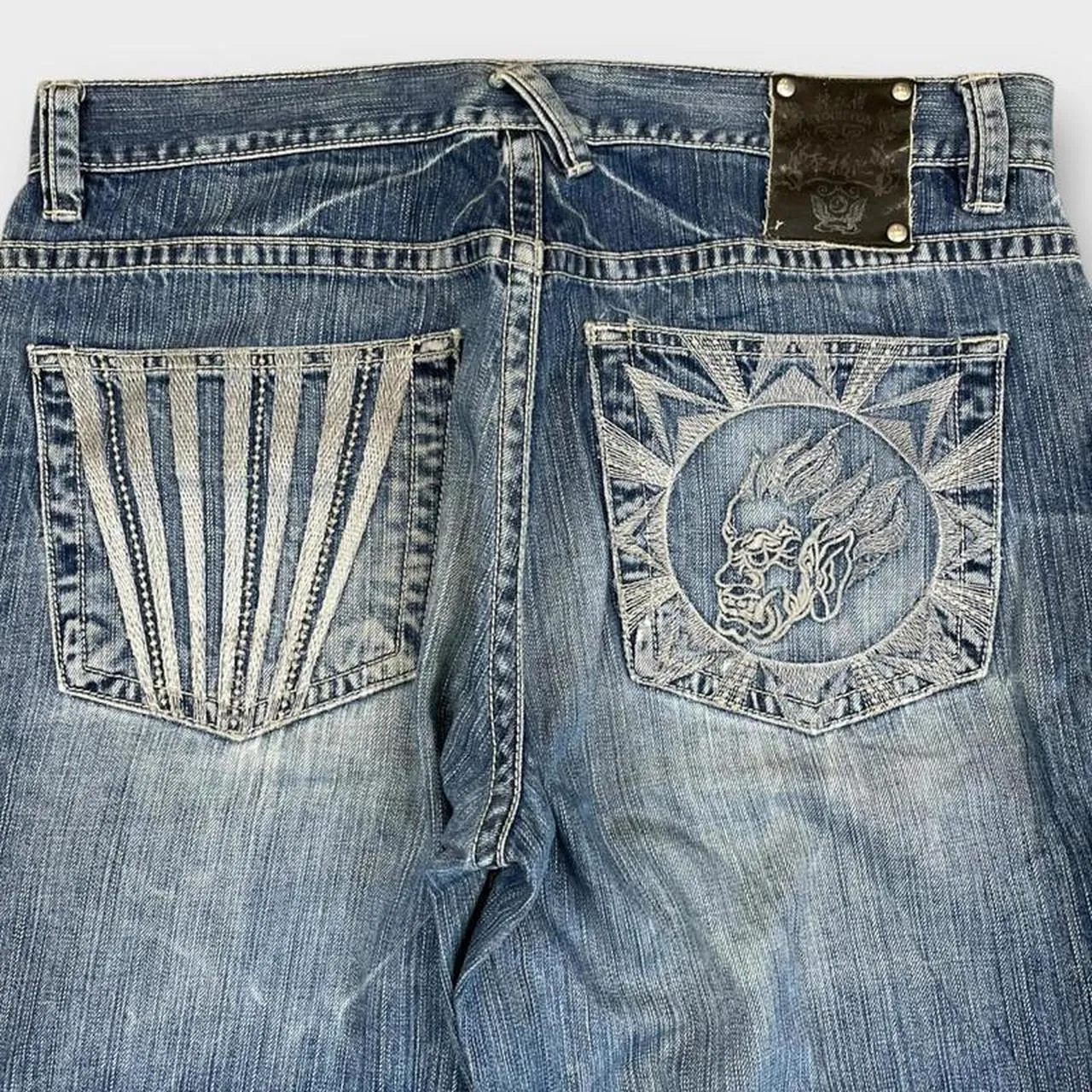 Vintage Japanese Denim Embroidered Straight Fit Jeans