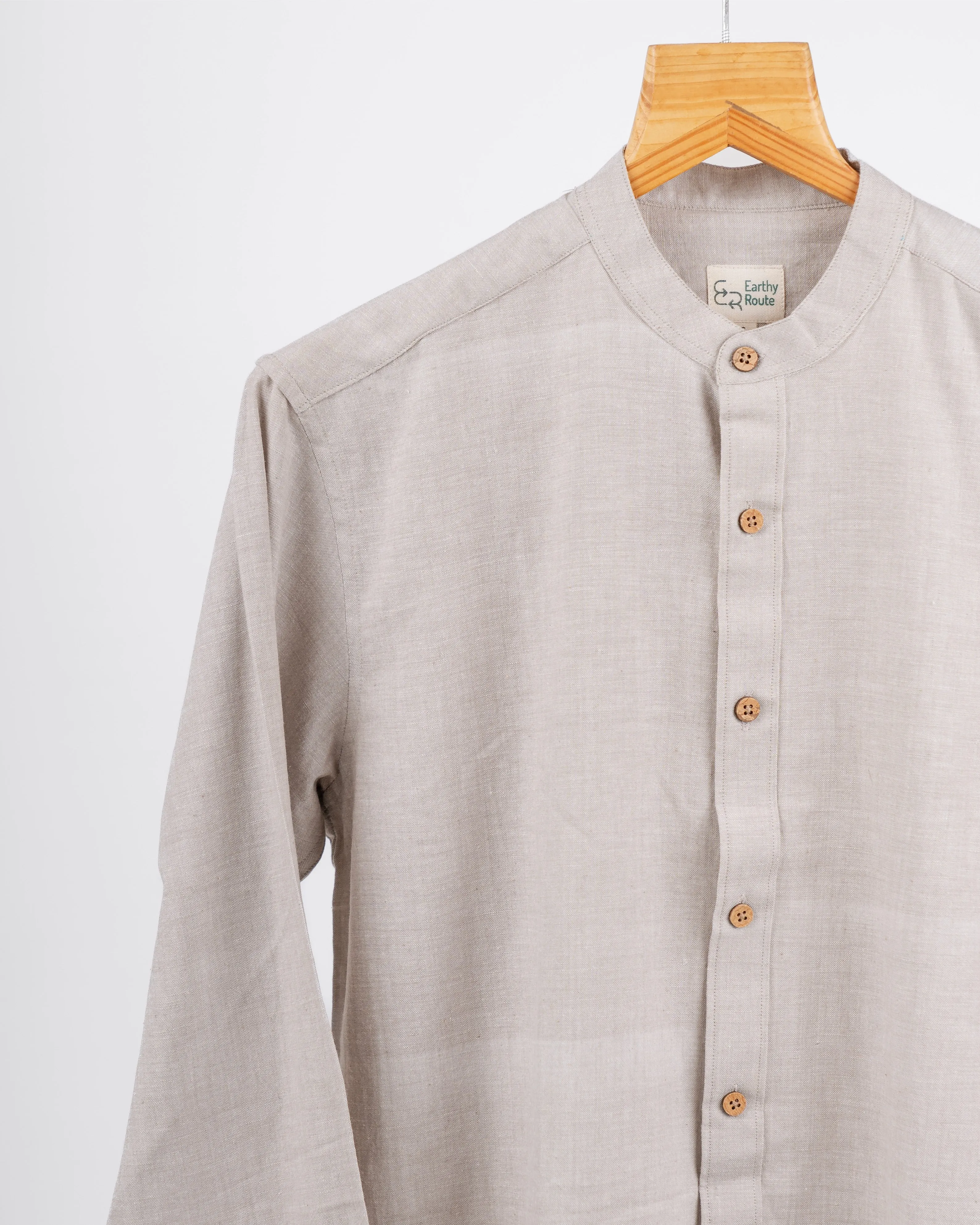 Vintage Khaki · Mandarin Collar Shirt