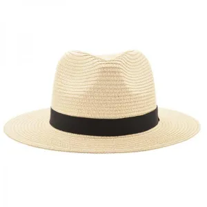Vintage Panama Cool Jazz Trilby Cap Sombrero Straw Sun Hat Fedora - Beige Style A