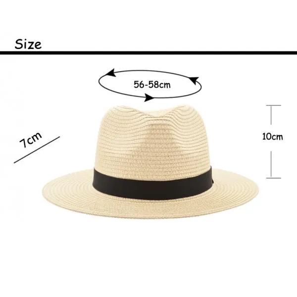 Vintage Panama Cool Jazz Trilby Cap Sombrero Straw Sun Hat Fedora - Beige Style A