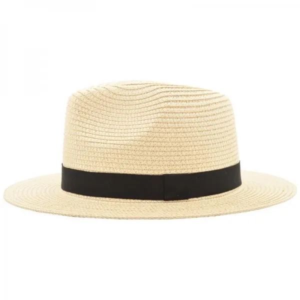 Vintage Panama Cool Jazz Trilby Cap Sombrero Straw Sun Hat Fedora - Beige Style A