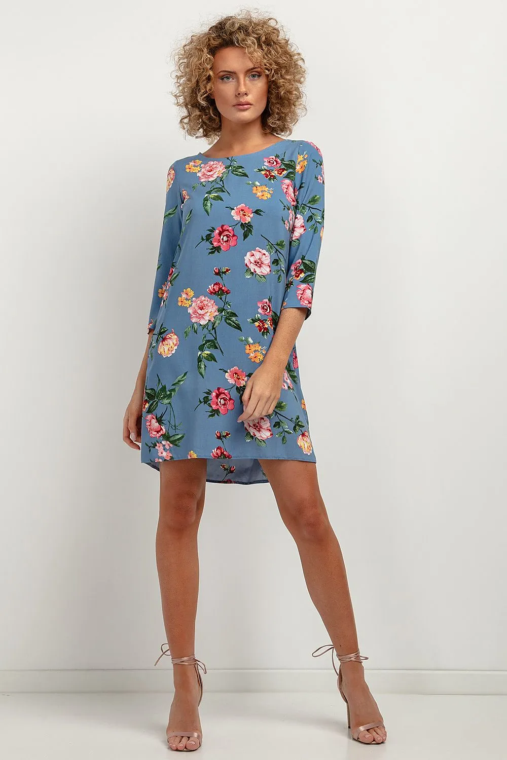 Viscose Patterned Dress with Pleat