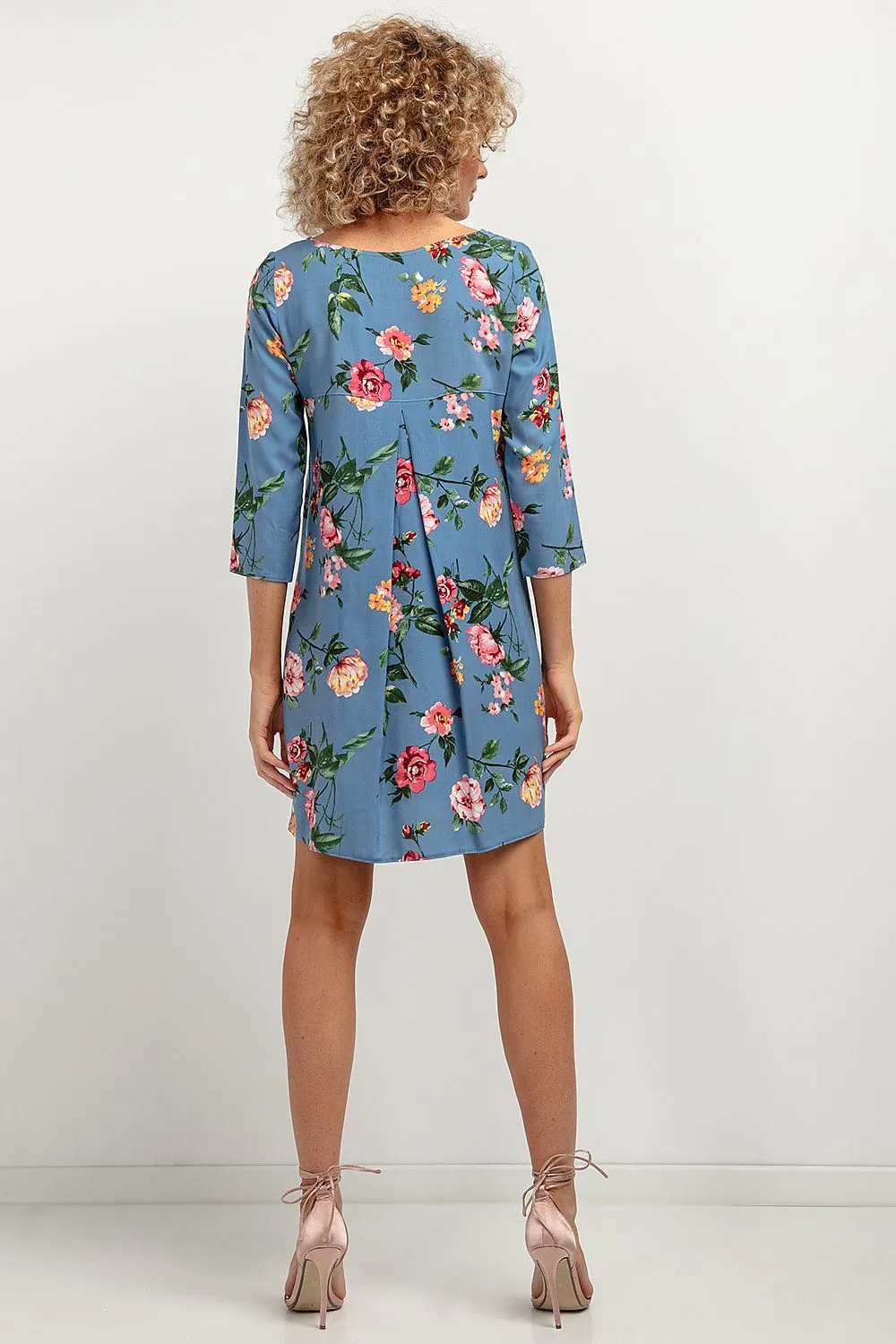 Viscose Patterned Dress with Pleat