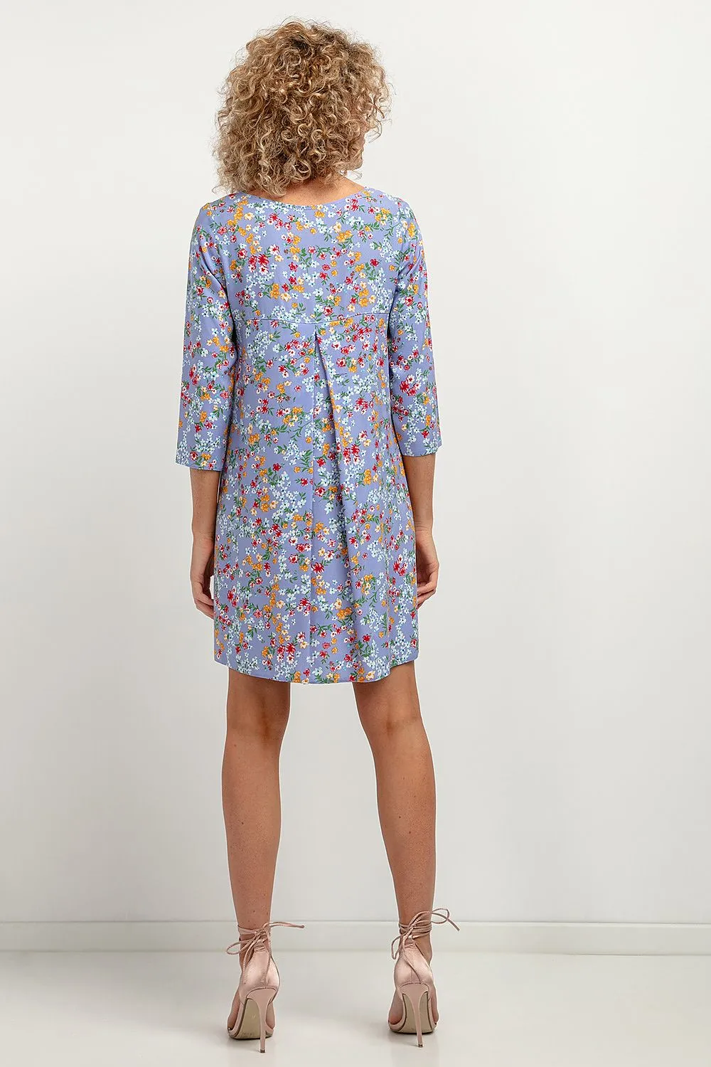 Viscose Patterned Dress with Pleat