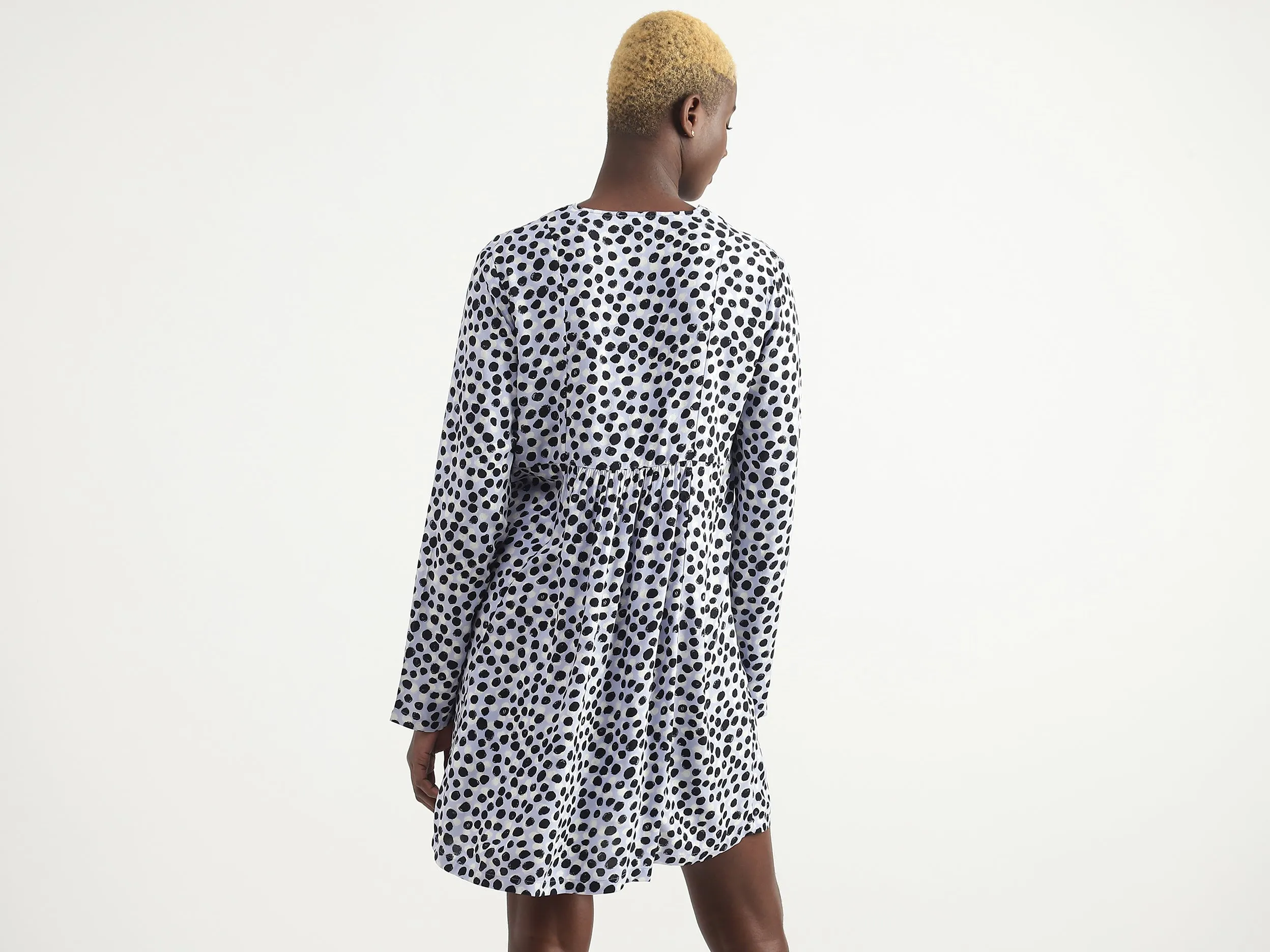 Viscose Polka Dots V-Neck Women Dresses