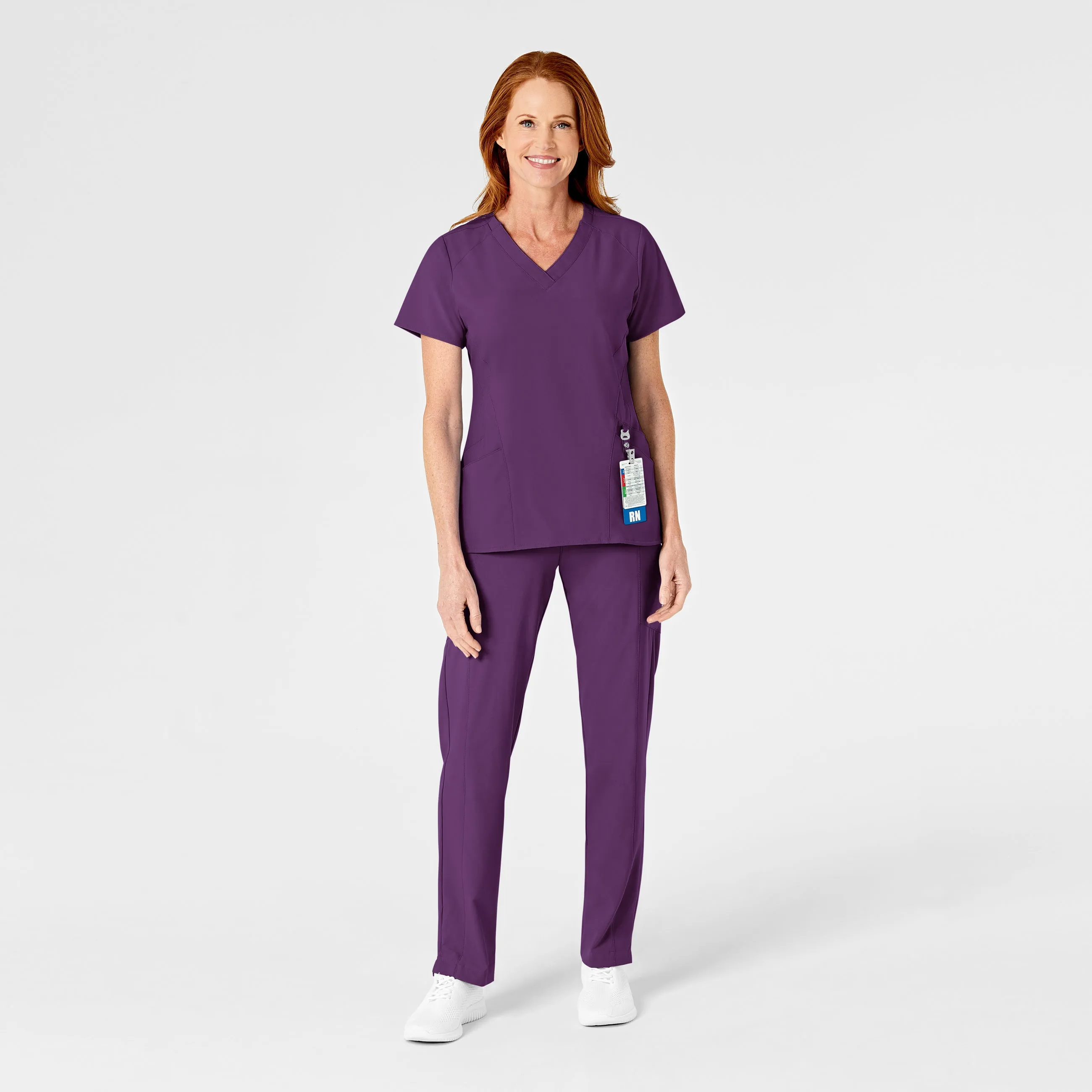 W123 5155 Flat Front Cargo Scrub Pants Eggplant