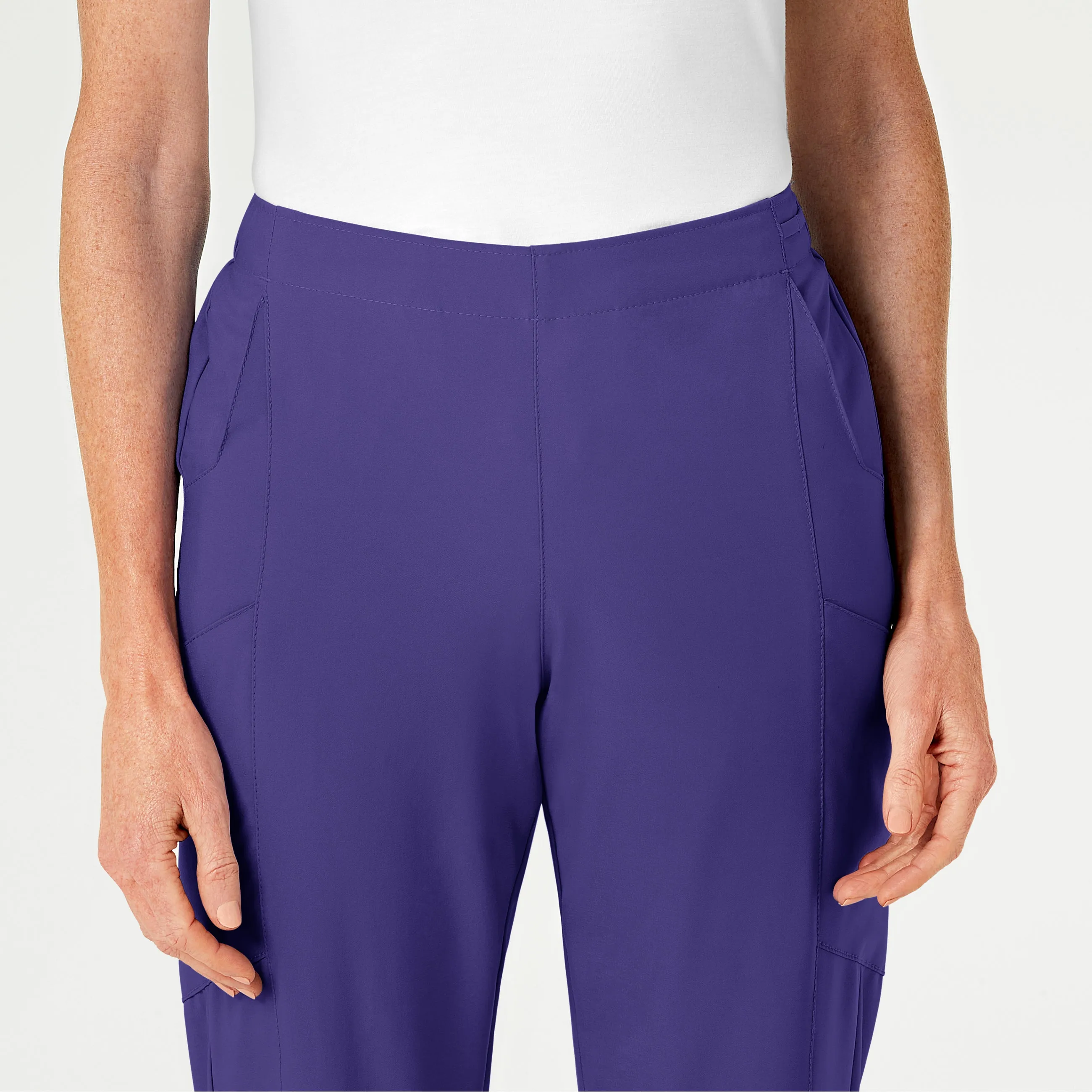 W123 5155 Flat Front Cargo Scrub Pants Grape