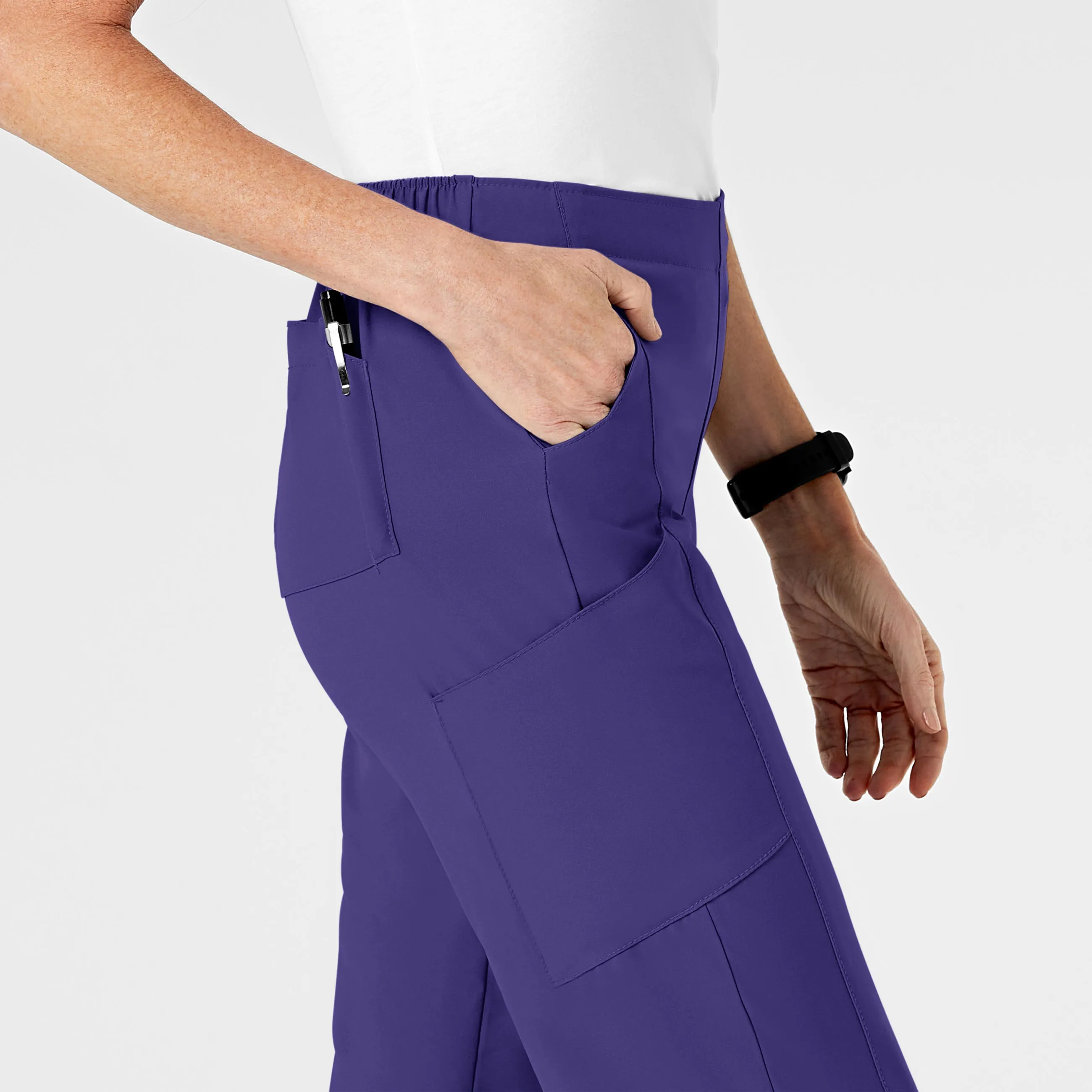 W123 5155 Flat Front Cargo Scrub Pants Grape
