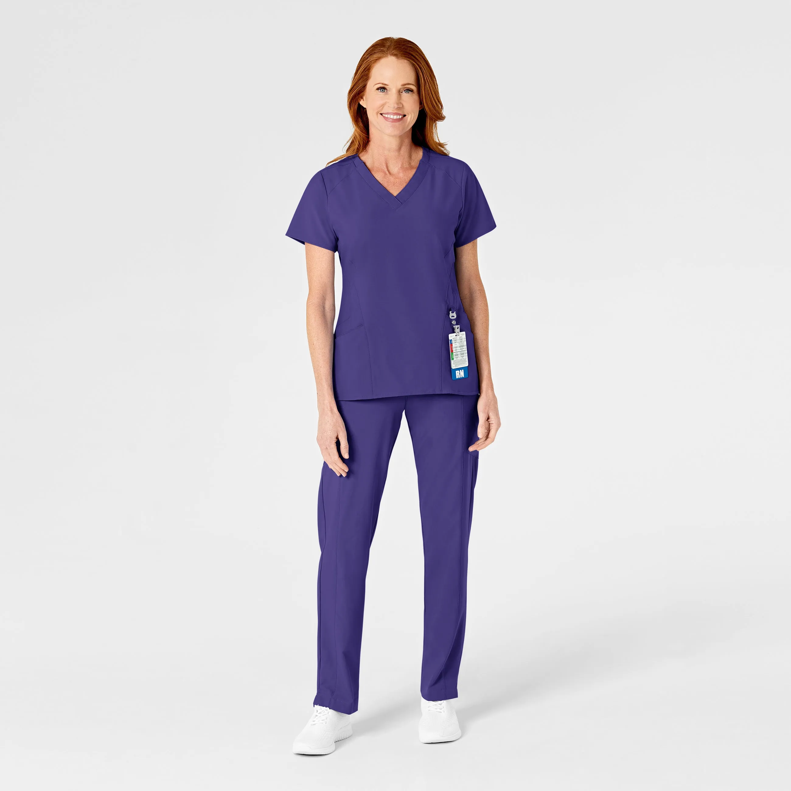 W123 5155 Flat Front Cargo Scrub Pants Grape
