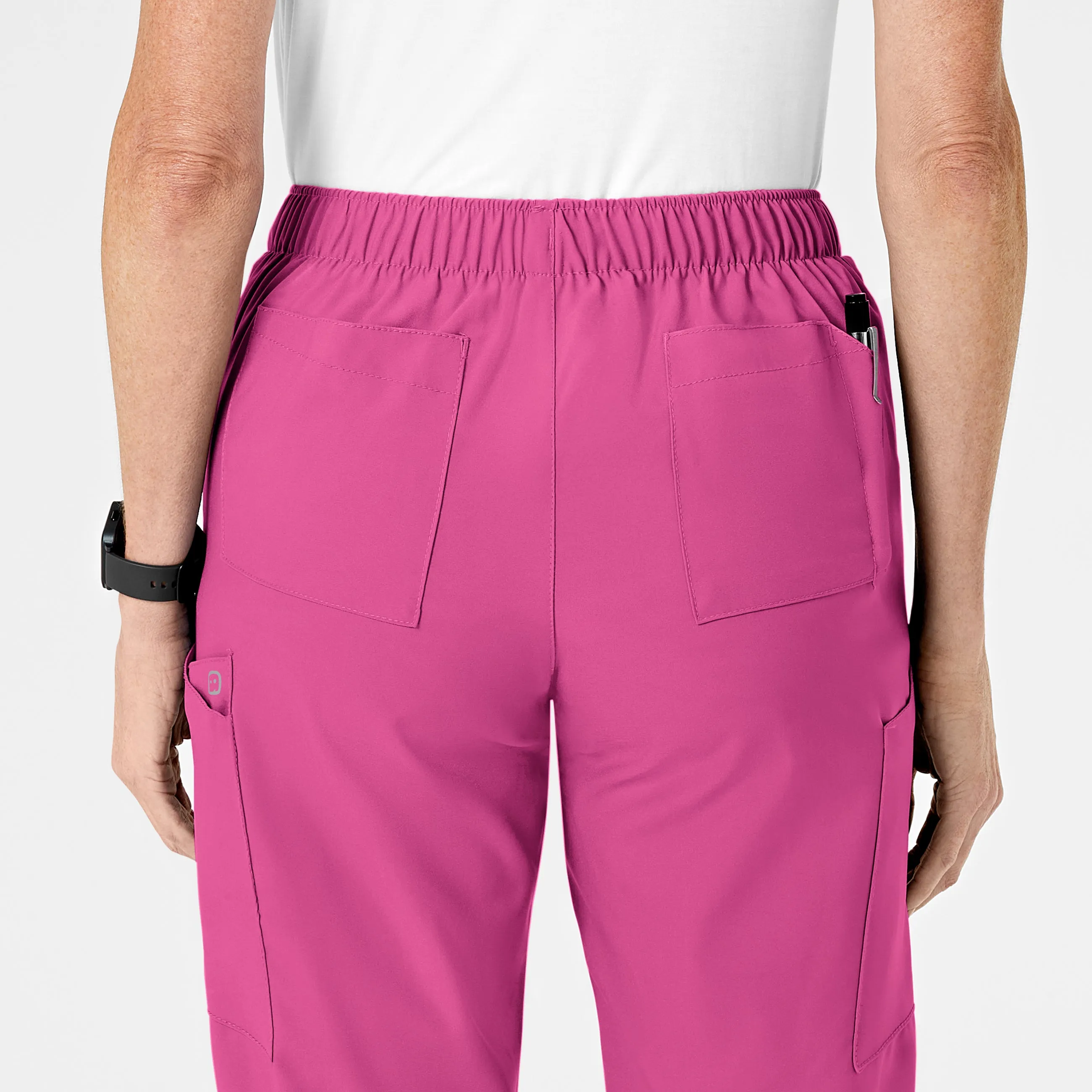 W123 5155 Flat Front Cargo Scrub Pants Hot Pink