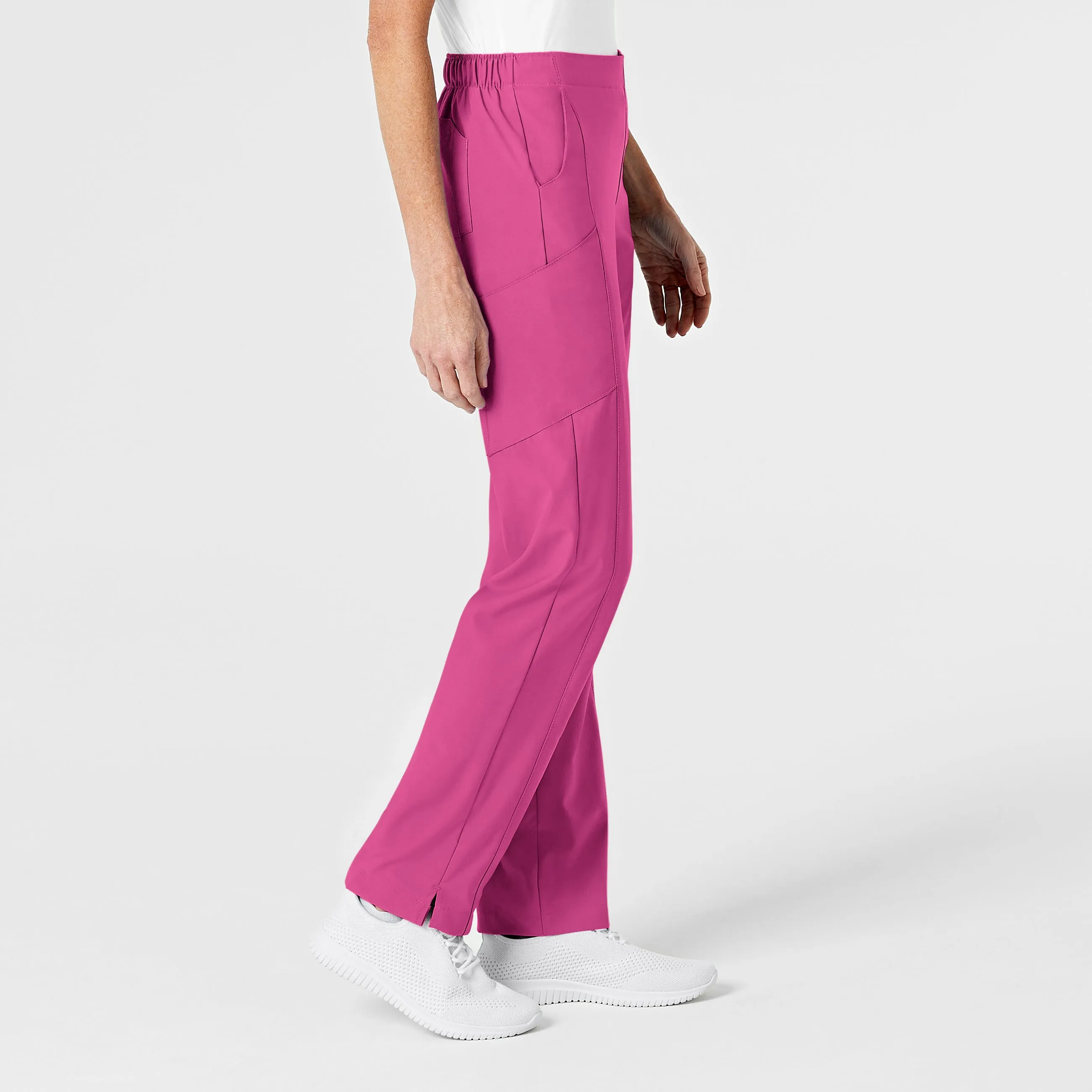 W123 5155 Flat Front Cargo Scrub Pants Hot Pink