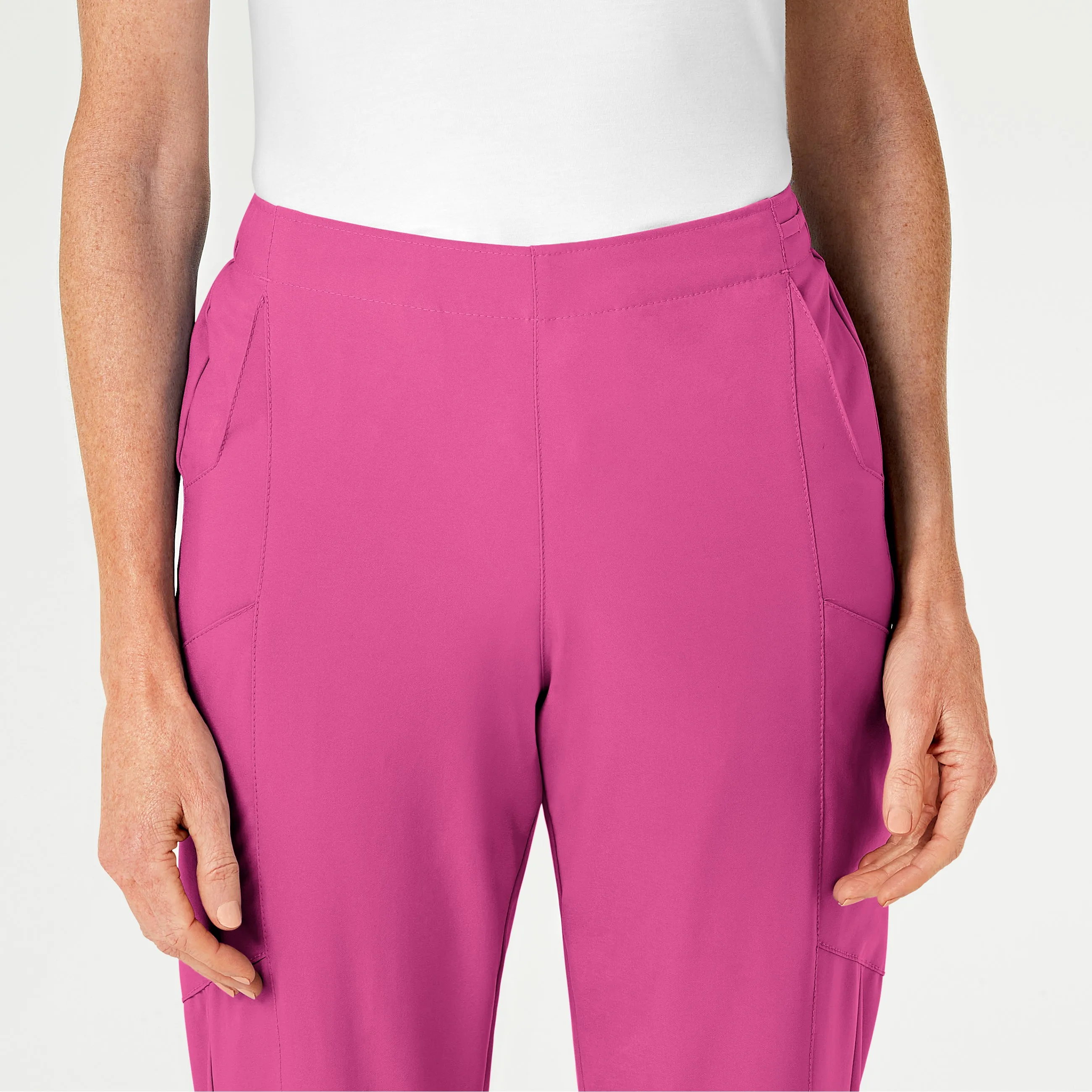 W123 5155 Flat Front Cargo Scrub Pants Hot Pink