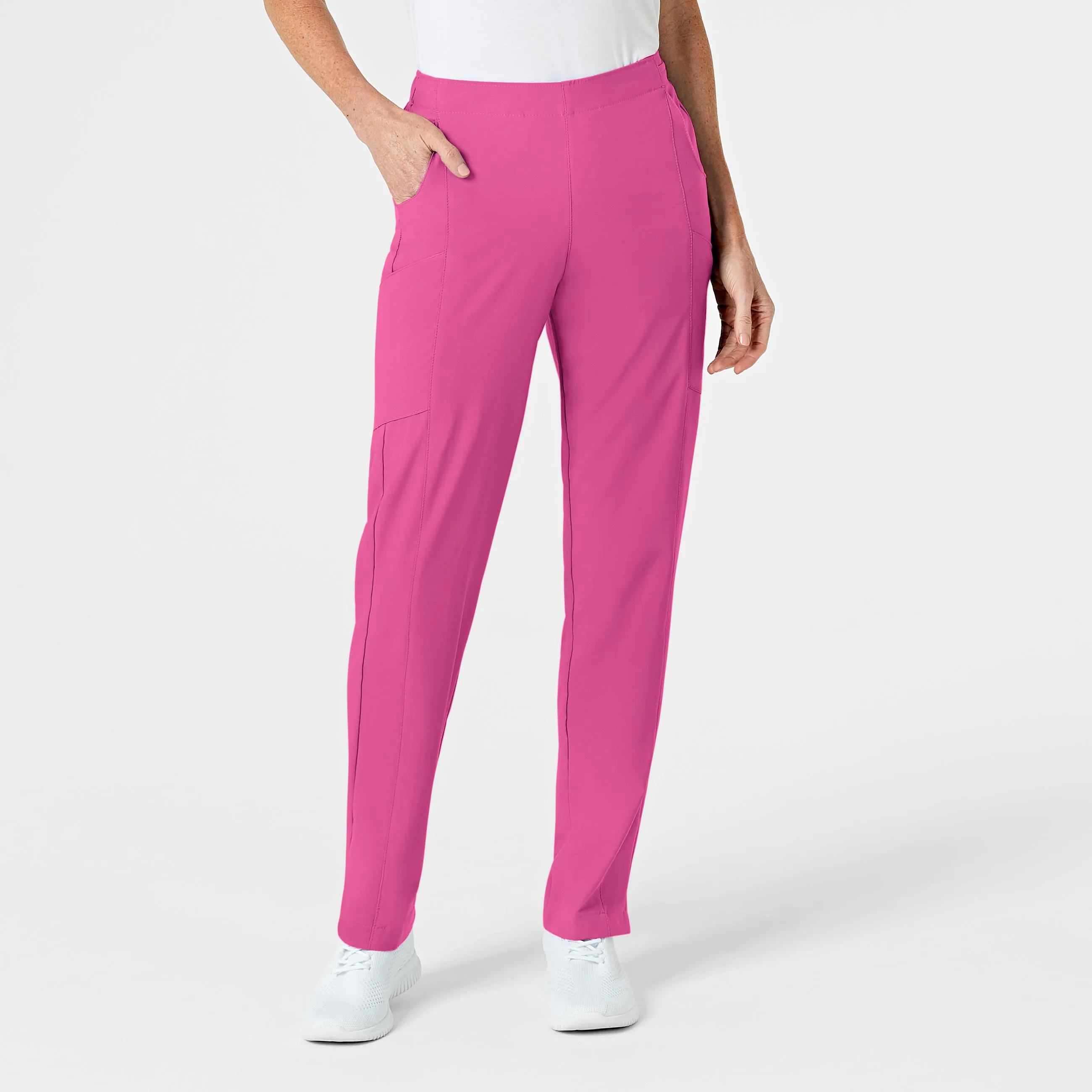 W123 5155 Flat Front Cargo Scrub Pants Hot Pink