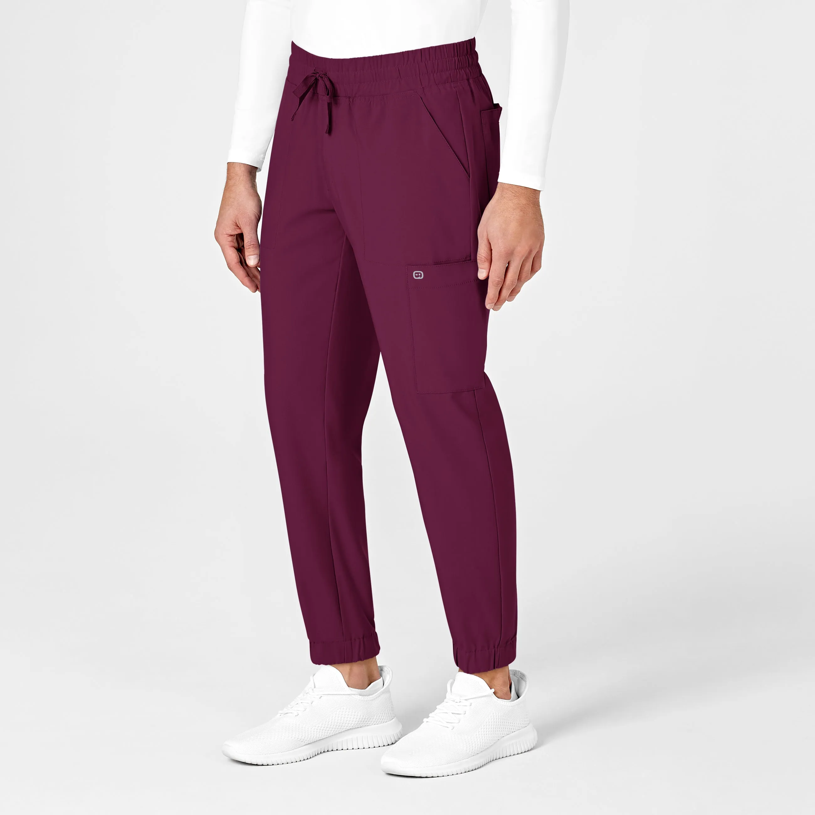 W123 5655 Men's Cargo Jogger Scrub Pants Wine