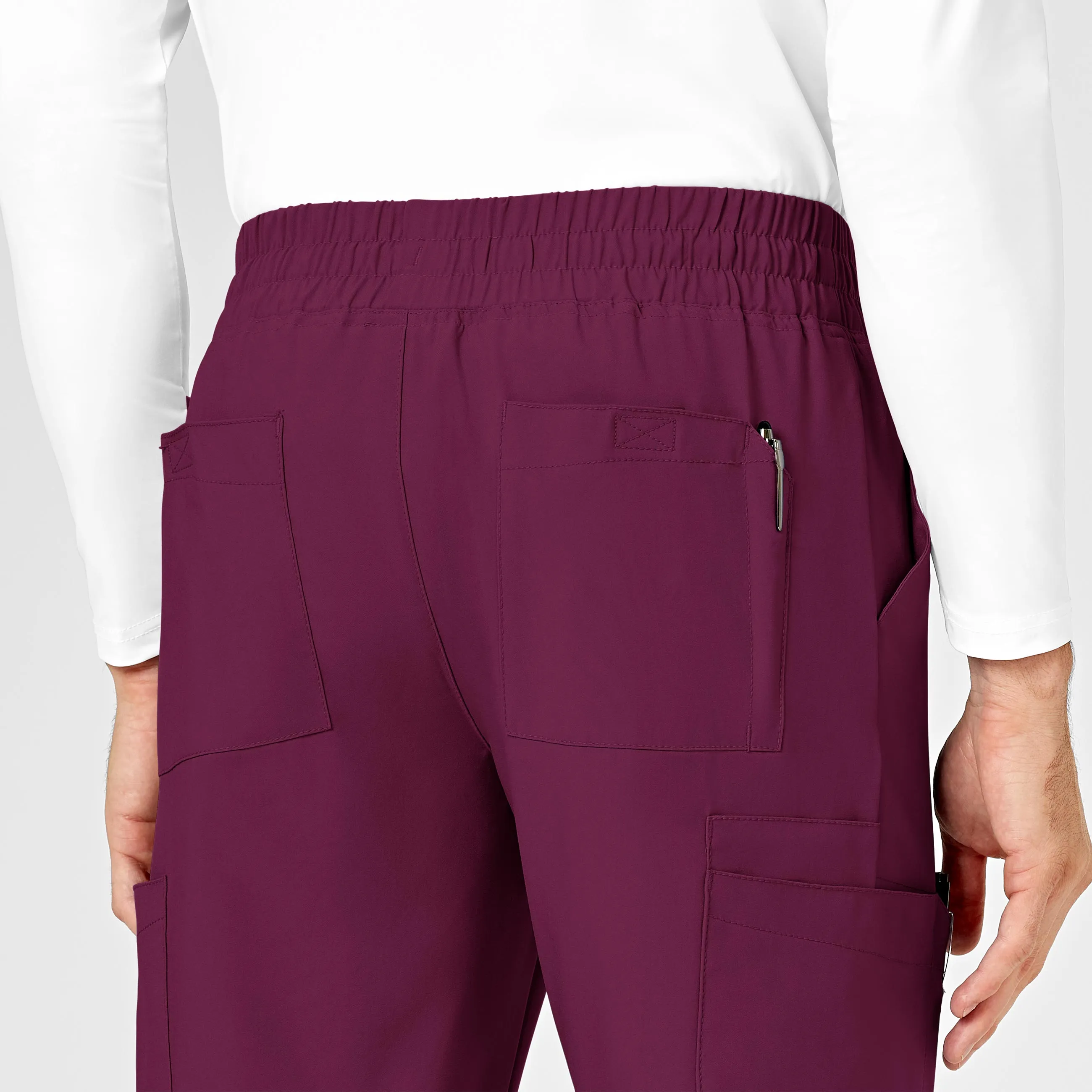 W123 5655 Men's Cargo Jogger Scrub Pants Wine