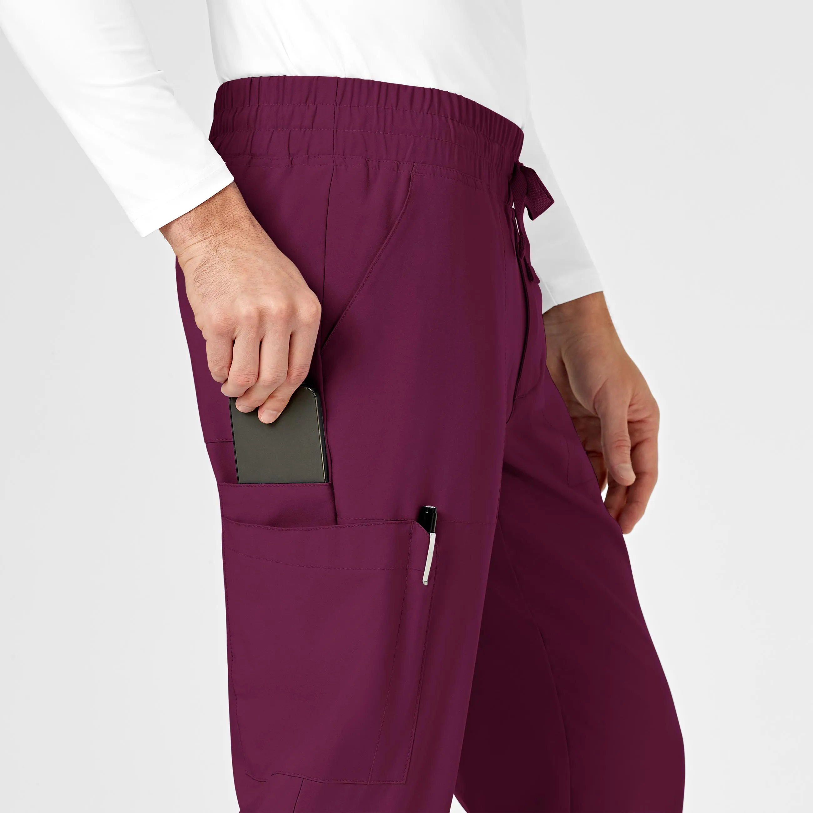 W123 5655 Men's Cargo Jogger Scrub Pants Wine