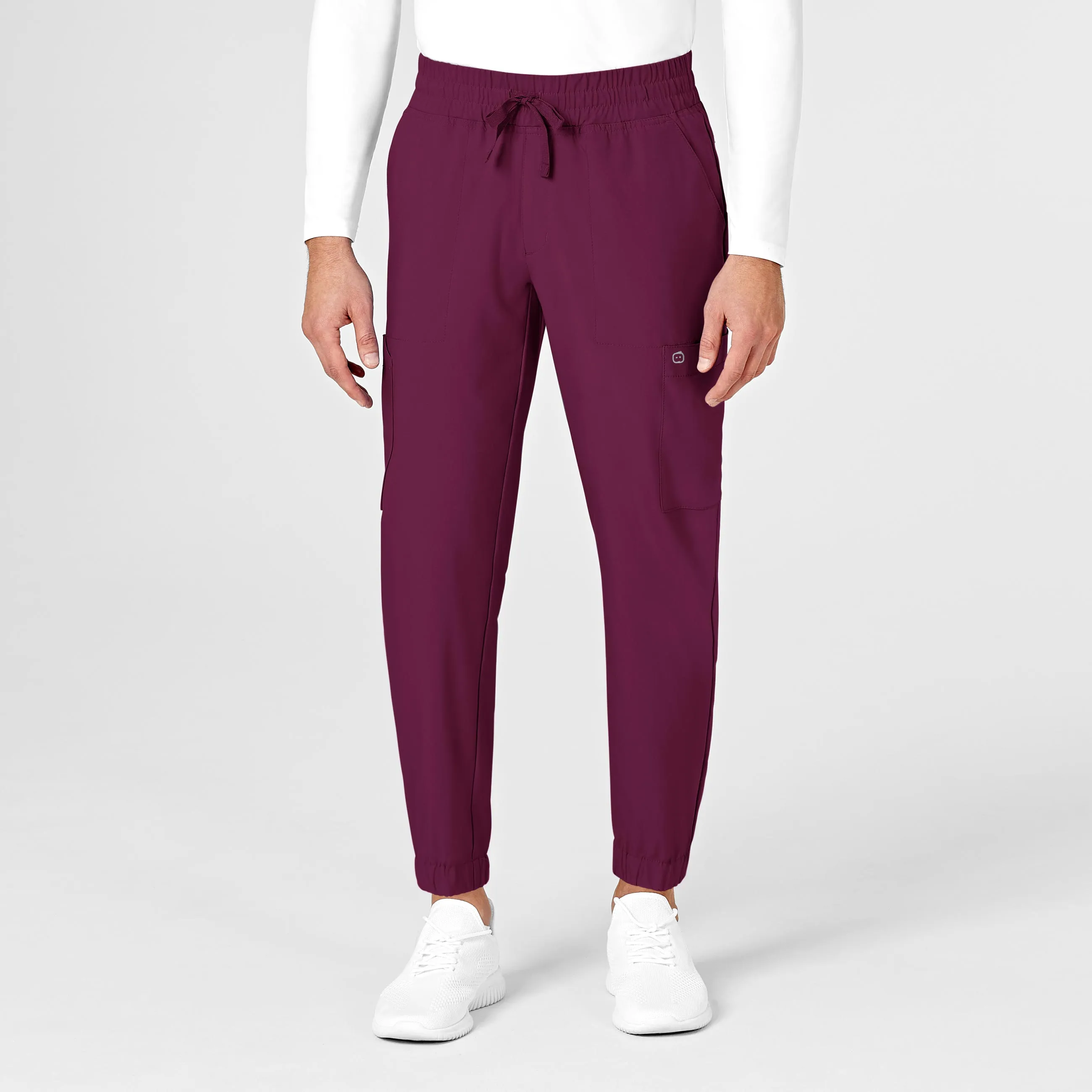 W123 5655 Men's Cargo Jogger Scrub Pants Wine