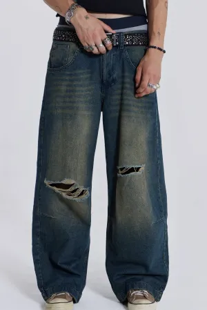 Washed Blue Busted Colossus Jeans