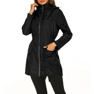 Waterproof Lightweight Active Rain Jacket for Women - Outdoor Hooded Coat for Rainy Days - Breathable, Packable, and Reflective Safety Details