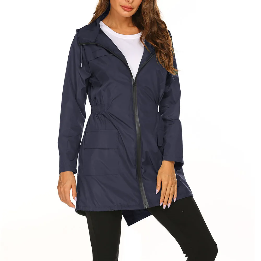Waterproof Lightweight Active Rain Jacket for Women - Outdoor Hooded Coat for Rainy Days - Breathable, Packable, and Reflective Safety Details