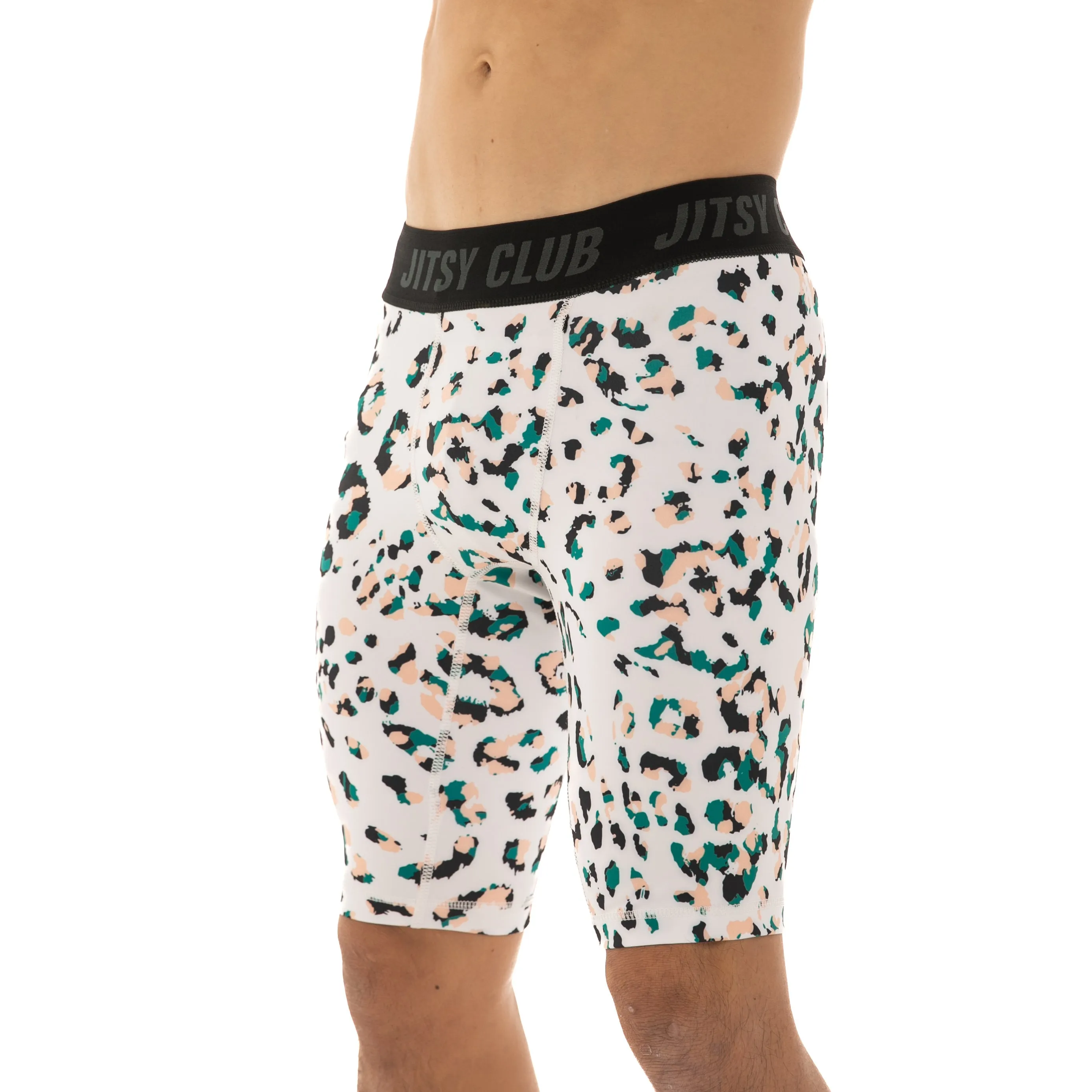 White Ocelot Compression Shorts - Men