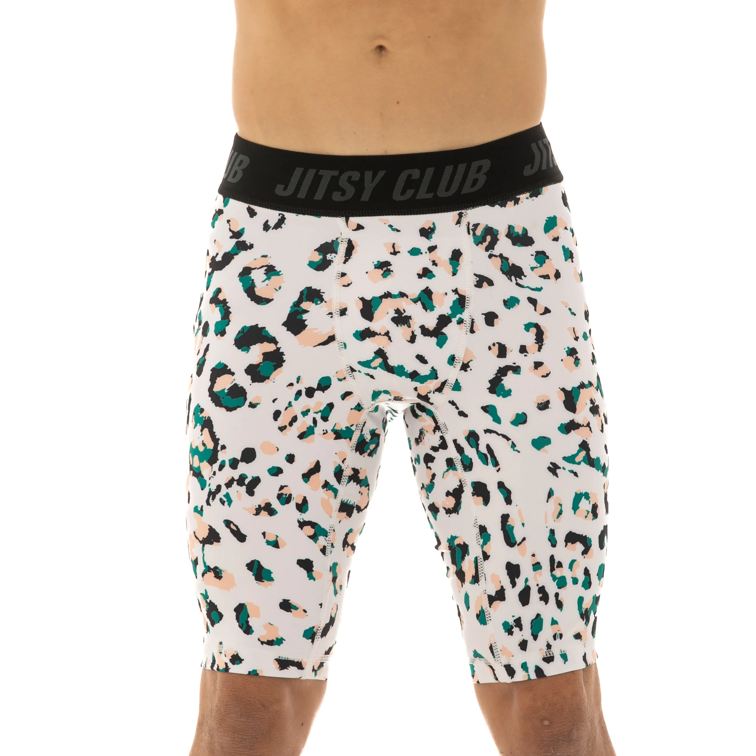 White Ocelot Compression Shorts - Men