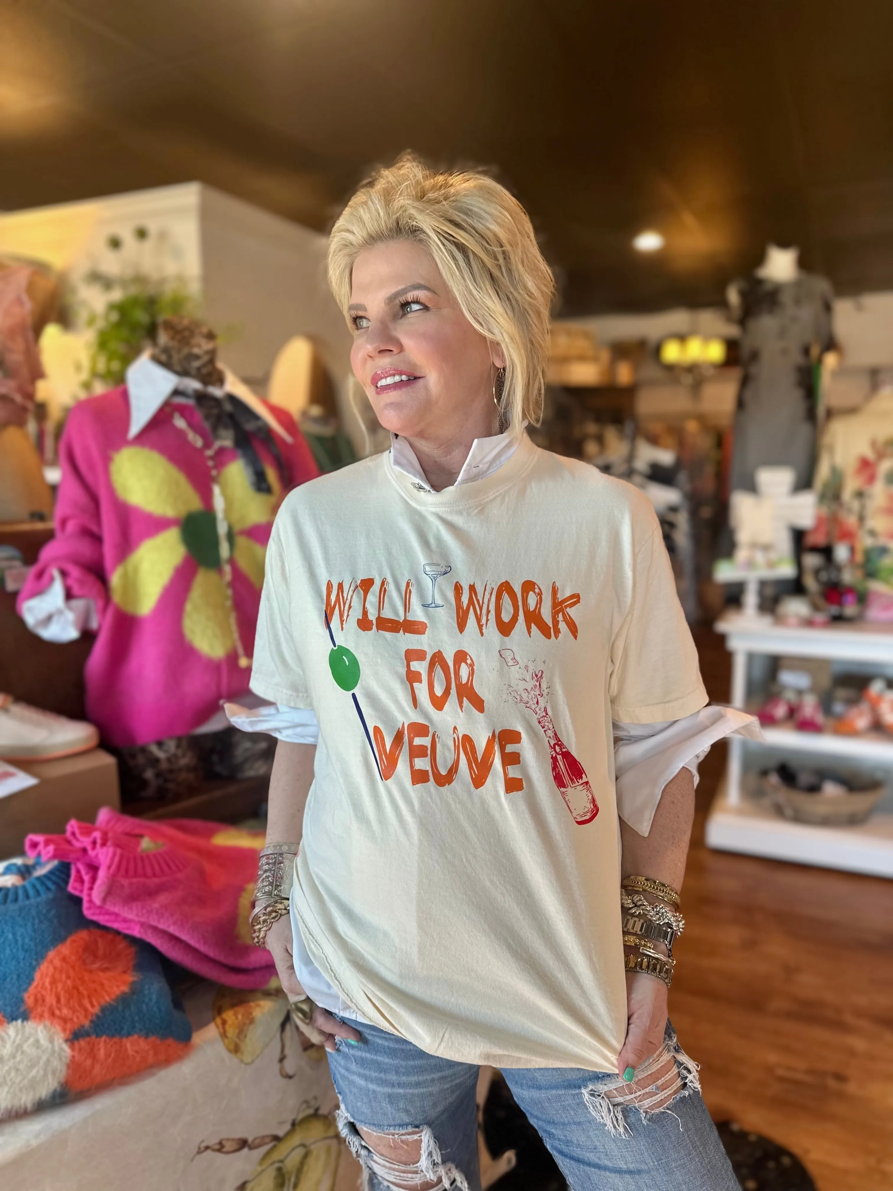Will Work for Veuve Tee
