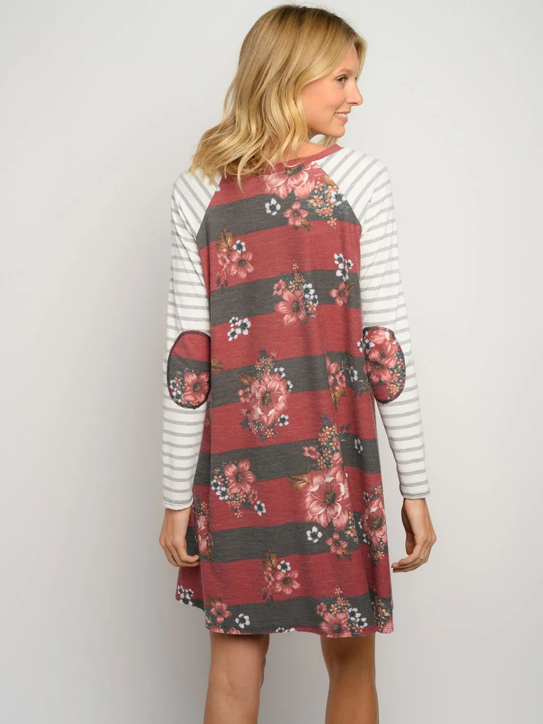 WOMEN'S FLORAL PRINT LONG SLEEVE MINI DRESS