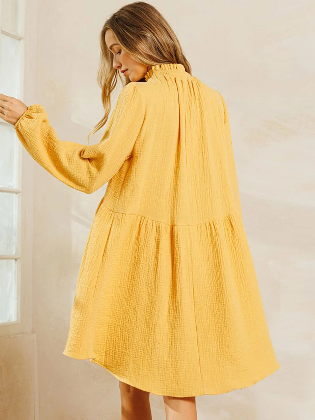 WOMEN'S LONG SLEEVE MOCK NECK TUNIC MINI DRESS