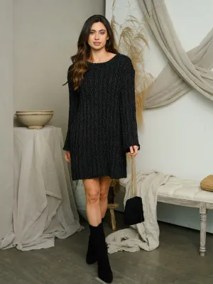 WOMEN'S LONG SLEEVE SWEATER MINI DRESS