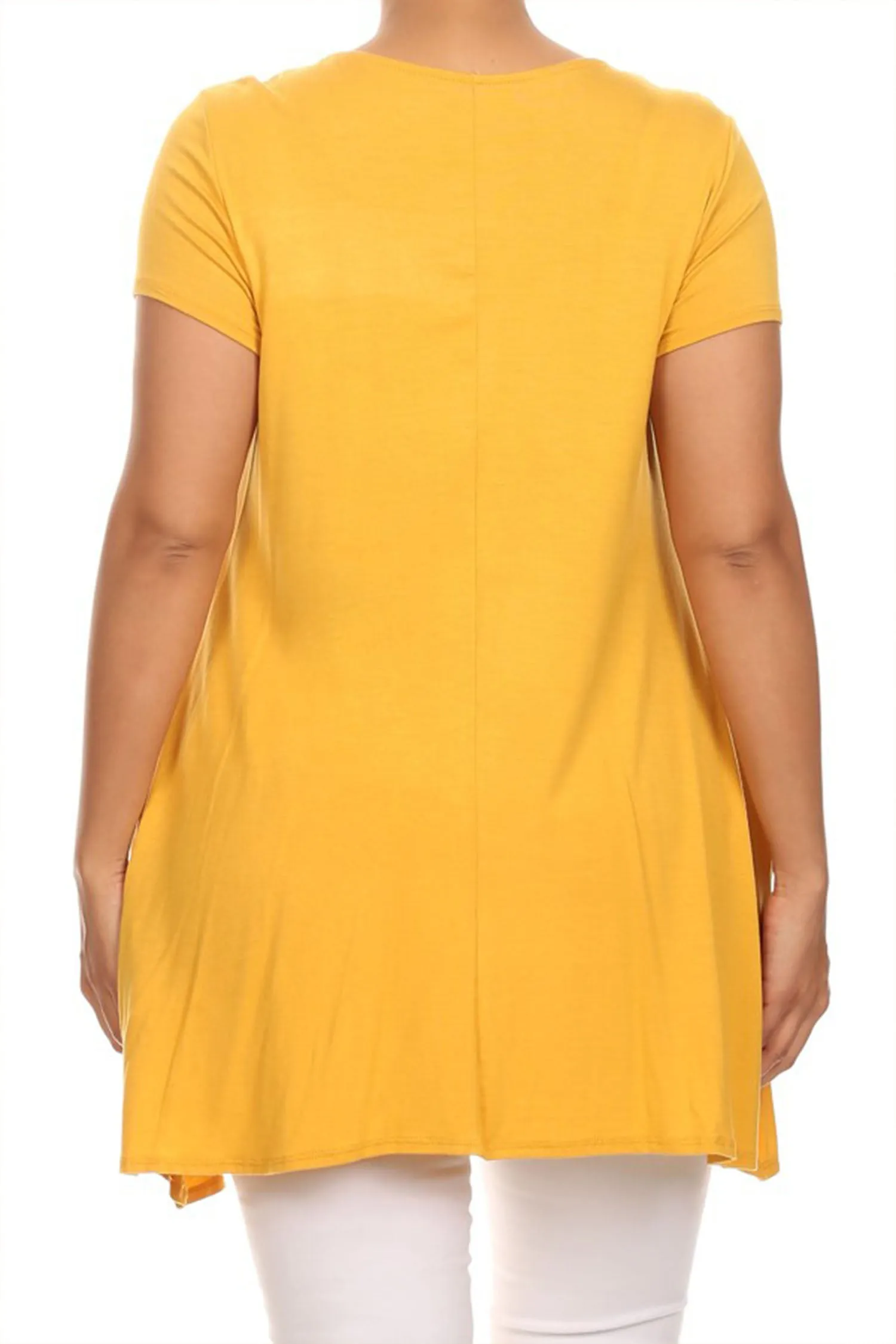 Women's Plus Size Casual Short Sleeve Loose Solid Tunic Top