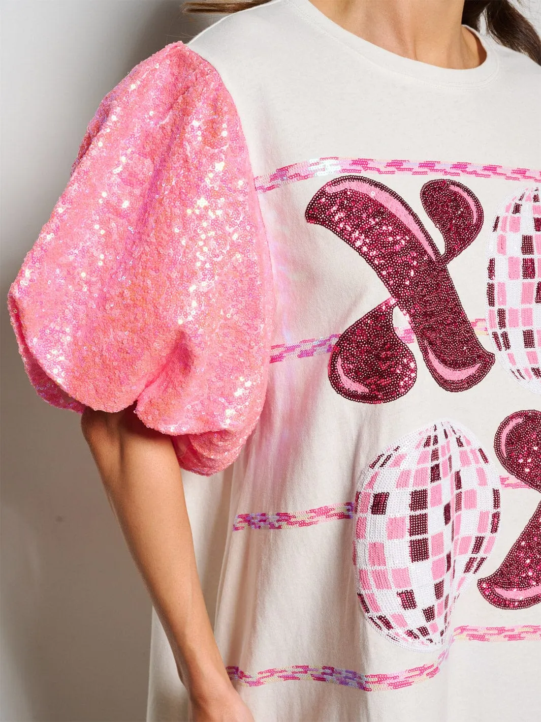 WOMEN'S SHORT SEQUINS SLEEVE METALLIC GRAPHIC MINI DRESS