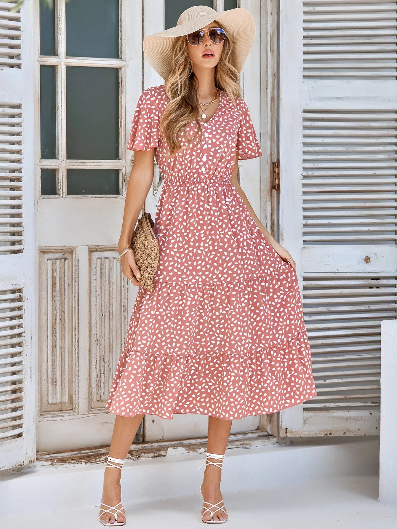 Women’s Short Sleeve A-Line Midi Dress