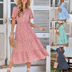 Women’s Short Sleeve A-Line Midi Dress