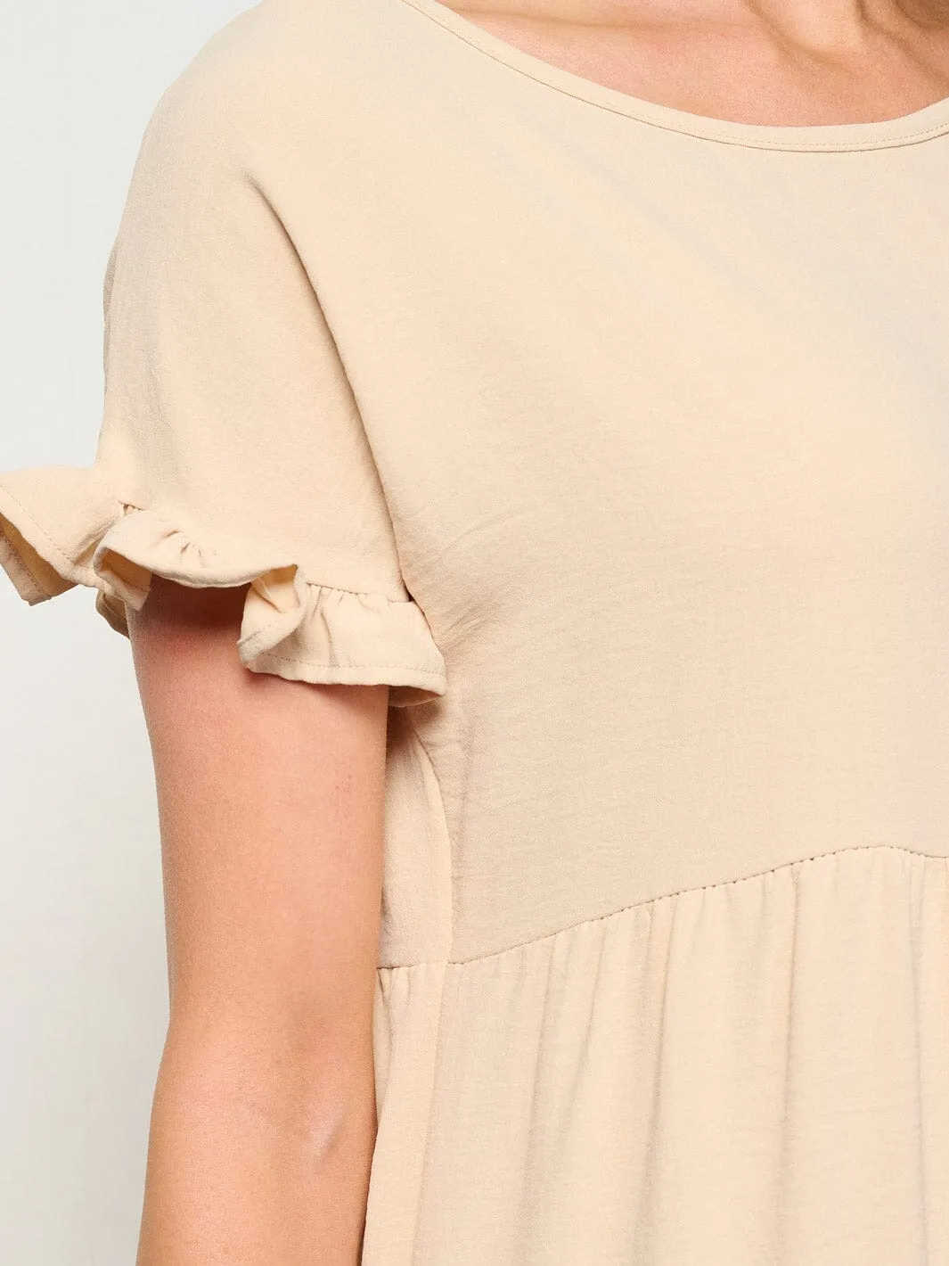 WOMEN'S SHORT SLEEVE TIERED TUNIC MIDI DRESS