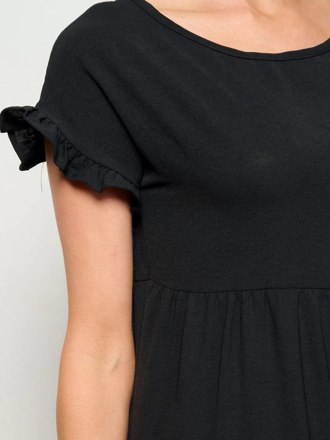 WOMEN'S SHORT SLEEVE TIERED TUNIC MIDI DRESS
