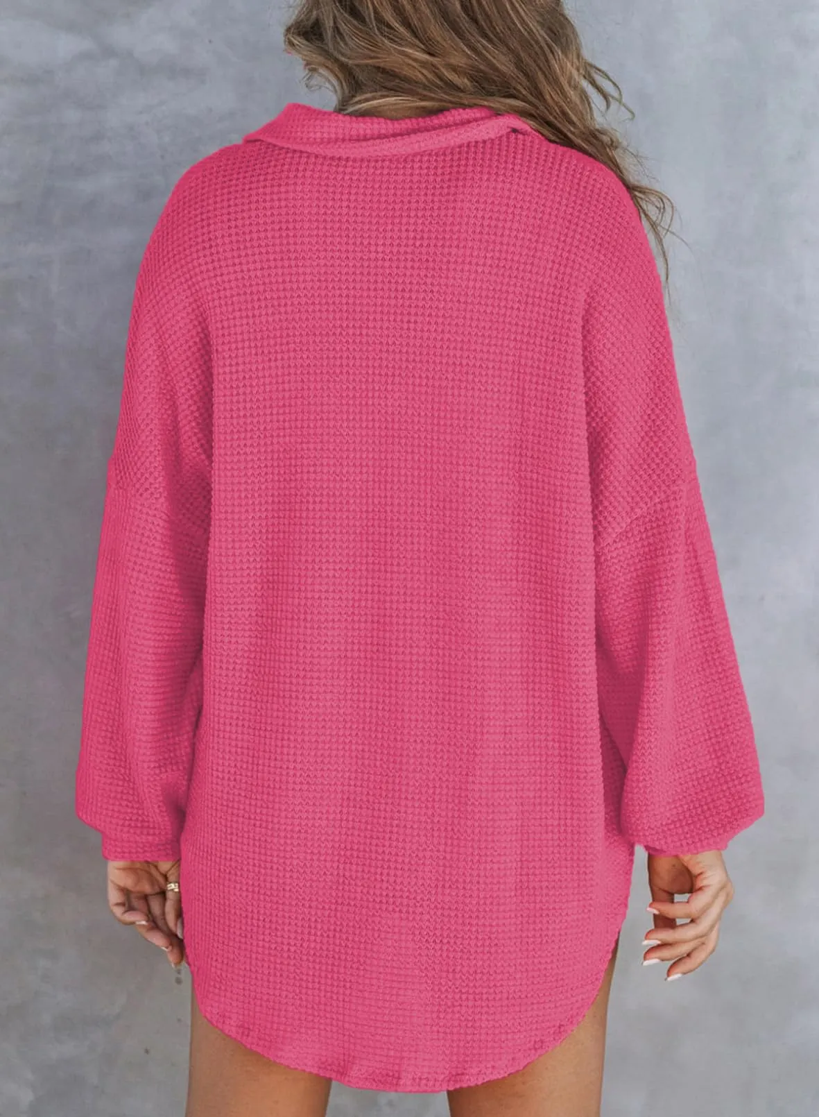 Women's Waffle Knit Long Sleeve Sweatshirt (Buy 2 Free Shipping)