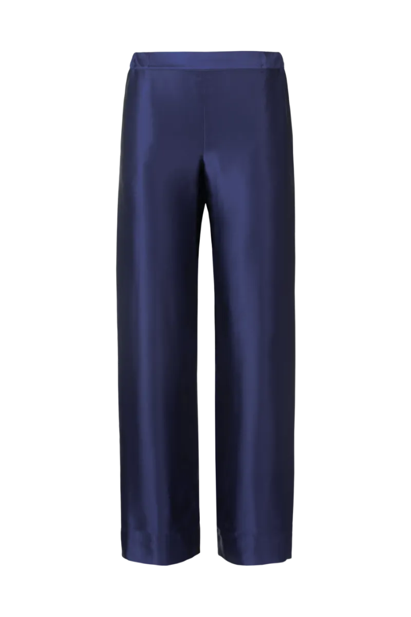 ZENO NAVY BLUE: ORGANIC SILK PYJAMA TROUSERS
